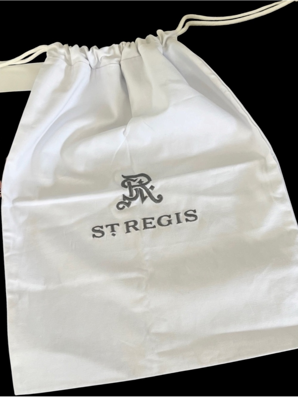 St. Regis White Drawstring Bag